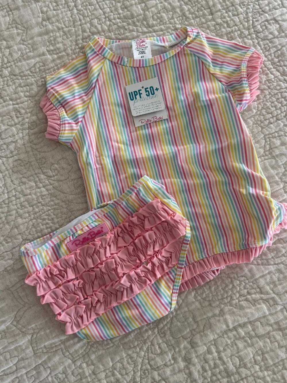 NWT Girls Ruffle Butts Swim Set, Size 4T